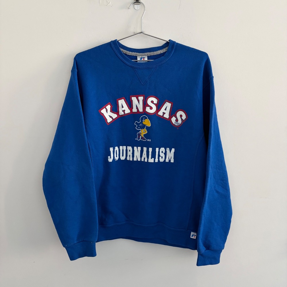 Russell Athletic Kansas Journalism Blue Sweatshirt Crewneck Medium